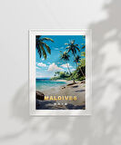 Çerçevesiz Poster Maldives Tropik Plaj Manzarası