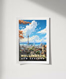 Çerçevesiz Poster Wellington Skyline New Zealand