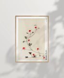 Çerçevesiz Poster Hokusai Asma Üzerinde Küçük Kırmızı Çiçekler