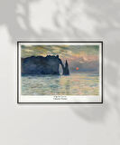 Çerçevesiz Poster Claude Monet Uçurum, Erretat, Gün Batımı