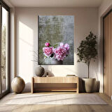 Vazodaki Pembe Çiçekler Kanvas Tablo