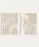 Çerçevesiz Poster Modern Zebra Çizgi Sanatı 2'li