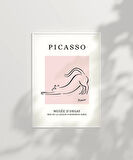 Çerçevesiz Poster Pembe Arka Planlı Picasso Çizim