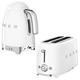 Smeg Beyaz Isı Ayarlı Kettle ve 2x4 Ekmek Kızartma Makinesi Seti