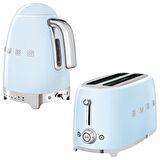 Smeg Pastel Mavi Isı Ayarlı Kettle ve 2x4 Ekmek Kızartma Makinesi Seti