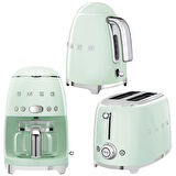 Smeg 50's Style Pastel Yeşil Kettle - 1x2 Ekmek Kızartma Makinesi Ve Filtre Kahve Makine Seti