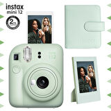 Instax mini 12 Yeşil Fotoğraf Makinesi-Çerçeve ve 64'lü Kare Albüm Seti