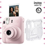 Instax mini 12 Pembe Fotoğraf Makinesi ve Şeffaf Kılıf Seti-FOTSI196-S2-SK