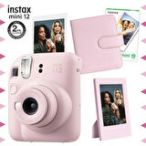 Instax mini 12 Pembe Fotoğraf Makinesi-10'lu Film-Çerçeve ve Kare Albüm Seti