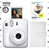 Instax mini 12 Beyaz Fotoğraf Makinesi-20'li Film ve Laporta Albüm Seti-FOTSI198-S3-20-LA