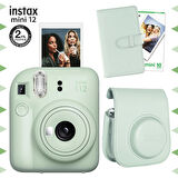 Instax mini 12 Yeşil Fotoğraf Makinesi-10'lu Film-Laporta Albüm ve Deri Kılıf Seti