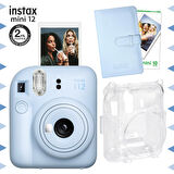 Instax mini 12 Mavi Fotoğraf Makinesi-10'lu Film-Laporta Albüm ve Şeffaf Kılıf Seti