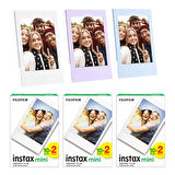 Instax mini 60'lı Film Lila Mavi ve Beyaz 3 Fotoğraf Çerçevesi