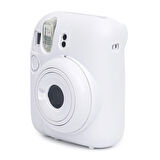 Instax mini 12 Beyaz Fotoğraf Makinesi-20'li Film-Kıskaçlı Resim Standı ve Silikon Kılıf Seti