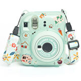 Instax mini 12 Yeşil Fotoğraf Makinesi-10'lu Film-Kıskaçlı Stand-PVC Albüm ve Simli Pleksi Kılıf Seti