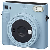 Instax SQ1 Buz Mavi Fotoğraf Makinesi 20li Kare Film Deri Kılıf Pleksi Çerçeve ve Kıskaçlı Stand
