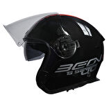 Beon B-203 Çenesiz Vizörlü Yazlık Kask FY01 Siyah/Kırmızı