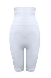 Kadın Beyaz Uzun Paça Çift Kat Boxer Korse 2044
