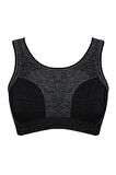 Kadın Siyah Çift Kat Sporcu Toparlayıcı Büstiyer Sütyen 4026