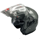 JK-516 Yazlık Motosiklet Kaskı Güneş Vizörlü Koyu Yeşil Q2