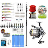 YekOutdoor Yüksek Performans Olta Seti Okuma Alaris Tele Surf 390 cm 100-200 gr Surf Kamışı&Okuma Flite Surf FLS35-1500AY Gunsmoke 9+1BB Olta Makinesi