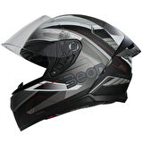 Beon B-507 Full Face Motosiklet Kaskı FF05 Siyah/Beyaz/Gri