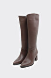 Hakiki Deri Fermuarlı Kadın Çizme