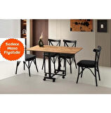 Katlanır Portatif Tekerlekli Mutfak ve Balkon Masası Meşe -MASA GÖNDERİLİR