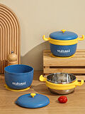 Paslanmaz Çelik Sızdırmaz Çatal ve Kaşıklı Saklama Kabı Beslenme Kabı 260-500 ML Mavi İthal Ürün
