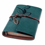 Yaprak Baskılı Deri Kapaklı Özel Tasarım Hediyelik Deri Kaplı Ajanda Anı Defteri Not Defteri Yeşil İthal Ürün