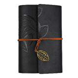 Deri Kapaklı Özel Tasarım Hediyelik Deri Kaplı Ajanda Anı Defteri Not Defteri Siyah İthal Ürün 19cm