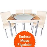 Yandan Açılır Büyüyen Cam Mutfak Masası 70x110-SADECE MASA FİYAT