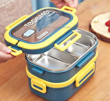 2 Katlı Paslanmaz Çelik Sızdırmaz Saklama Kabı Beslenme Kabı 1,65 Lt. Yeşil-Sarı İthal Ürün