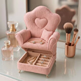 Berjer Figürlü Kadife Desenli Takı Bijuteri Mücevher Kutusu Biblo 20cm Pembe İthal Ürün