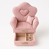 Berjer Figürlü Kadife Desenli Takı Bijuteri Mücevher Kutusu Biblo 20cm Pembe İthal Ürün