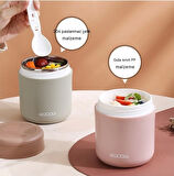 Paslanmaz Çelik Sızdırmaz Kaşıklı Saklama Kabı Beslenme Kabı 430 ML Pembe İthal Ürün