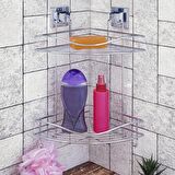 Banyo Köşe Rafı Kendinden Yapışkanlı 2 Katlı Kancalı Easyfix
