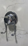 Hem Vakumlu Hem Vidalı Banyo Aksesuarı 2 li Set Kare Havluluk + Havlu Askısı Krom