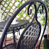 Ferforje Metal Açılır Katlanır Sandalye Bahçe Balkon Mutfak Sandalyesi Siyah 1 ADET