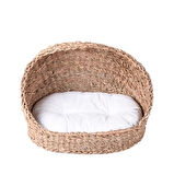 Dekoratif Hasır Kedi Köpek Yatağı Sepet 46x35x36cm