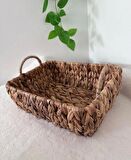 Dekoratif Kulplu Dikdörtgen Derin Düzenleyici Sepet Tepsi 34x26cm