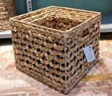 Dekoratif Kulplu Kare Hasır Sepet Sele 3lü