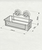 Vakumlu Banyo Duvar Rafı Şampuanlık Vantuzlu Siyah