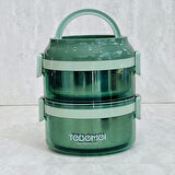 2 Katlı Paslanmaz Çelik Sızdırmaz Saklama Kabı Beslenme Kabı 1,6 Lt. Yeşil İthal Ürün