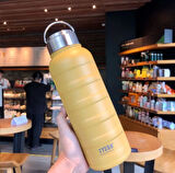 Paslanmaz Çelik Termos Su Şişesi 360ml Vakumlu Kapak Sarı İthal Ürün