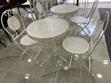 Ferforje Katlanır 1 Masa 4 Sandalye Balkon Takımı Beyaz 60cm