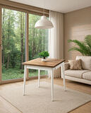 Yanlardan Açılır Büyüyen Yemek Masası Meşe-Beyaz 65x100cm SADECE MASA FİYATIDIR