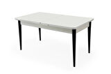 Kelebek Beyaz Ahşap Salon Yemek Masa Sandalye Takımı 4 Çapraz Sandalyeli Ortadan Açılır Büyüyen 70x120cm