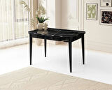 Sonata Ortadan Açılır Büyüyen Parlak Ahşap Yemek Masası Siyah Mermer Desenli 90x160cm SADECE MASA FİYATIDIR