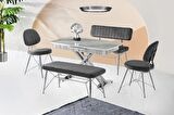Bench Puf Metal Retro Ayaklı Gri Babyface Kumaş